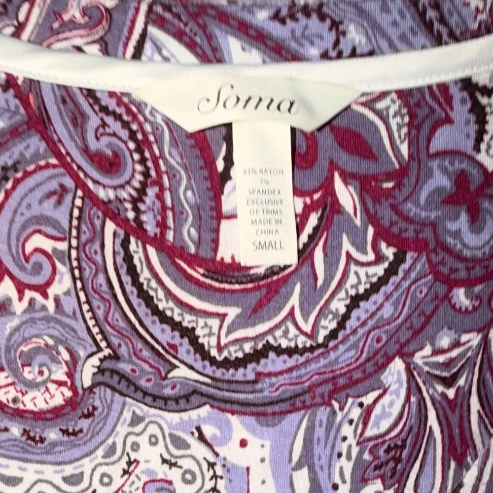 Soma Paisley Luxury Nightgown Small Soft Rayon Stretch Elegant Sleep Dress - Picture 4 of 6